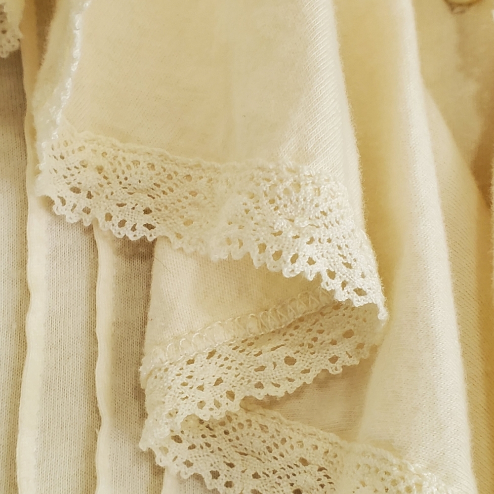 Lauren Ralph Lauren Green Label Cream Romantic Ruffle Cotton Blouse Sz L - Picture 4 of 10
